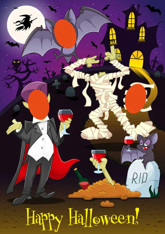 Happy Halloween face in the hole board