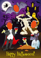 Happy Halloween face in the hole board