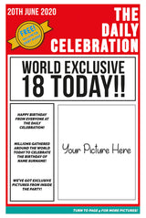 Personalised Newspaper themed giant birthday card for 18th birthday