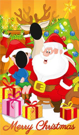 Fireplace Santa and Child Christmas photo cutout board design