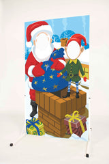 Side view of Santa & Elf Helper Christmas Photo Cutout Board