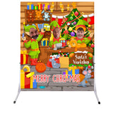 Santa's Workshop Christmas Photo Cutout Board with faces