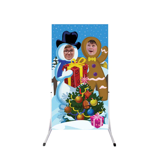 Christmas Photo Cutout - Snowman & Gingerbread 2 face hole design