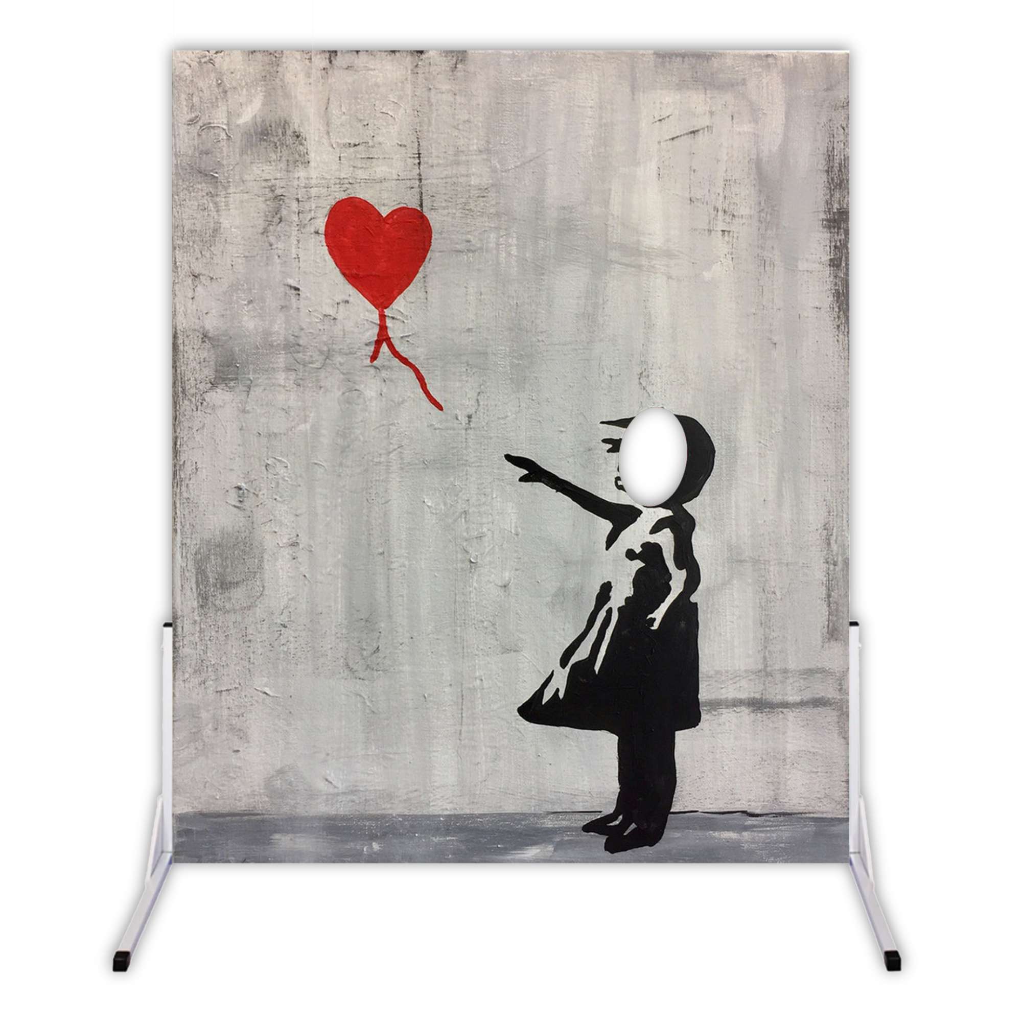 Girl with Balloon Face in the Hole Board