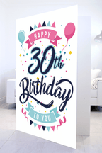 Custom Birthday Mega Card in a living room, Happy 30th Birthday design