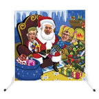 Santa's Grotto face in the hole board, front view with faces in the holes