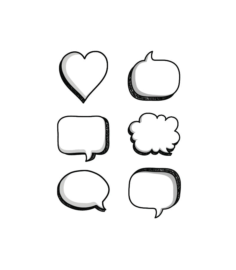 Dry wipe speech bubbles to write your own message
