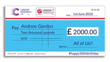 Giant charity cheque