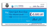 Example of giant cheques custom design