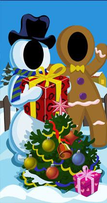 Christmas Photo Cutout - Snowman & Gingerbread 2 face hole