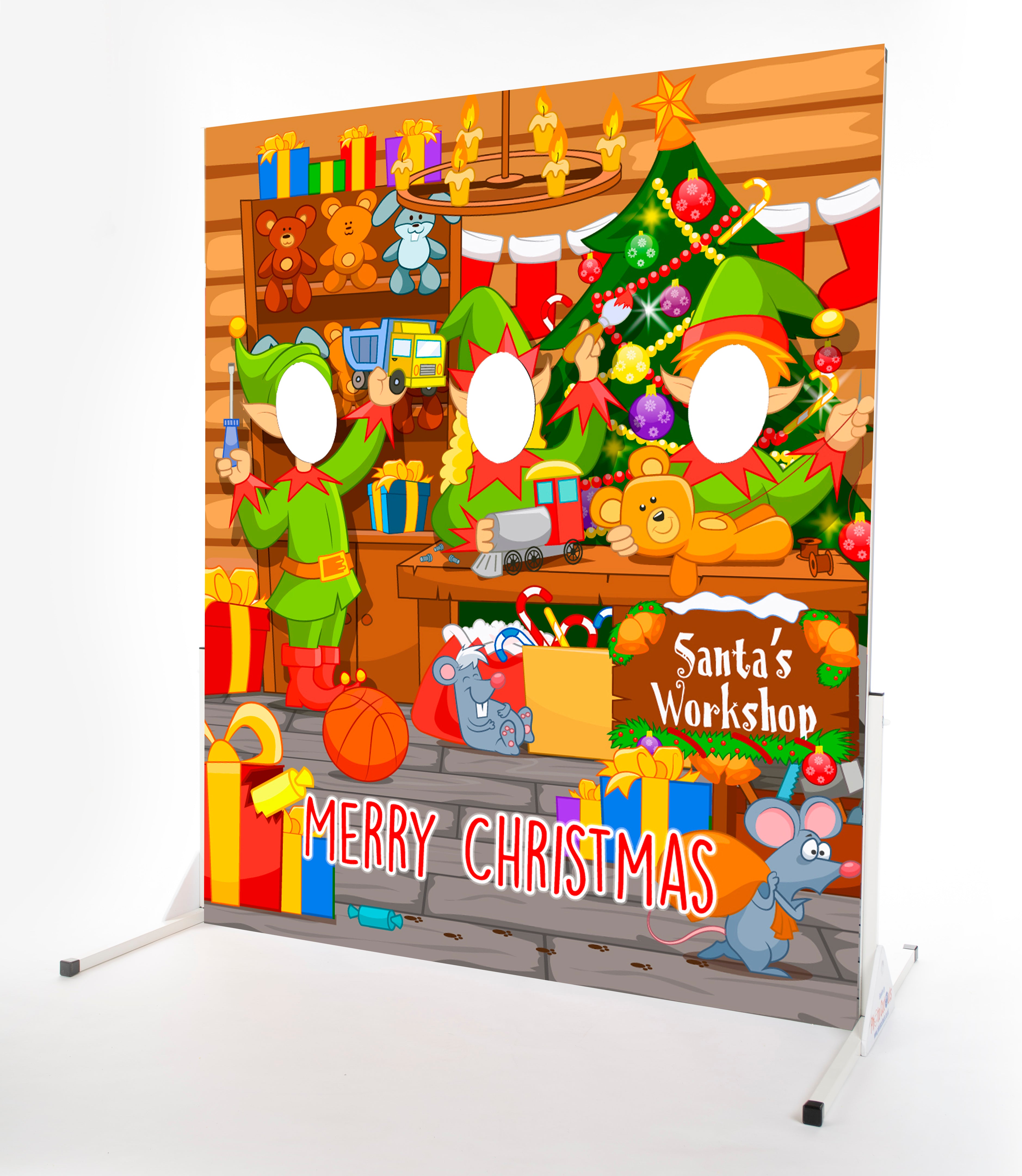 Santa's Workshop Christmas Photo Cutout Board