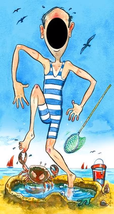 Digital Skinny Jimmy Seaside themed face in the hole board
