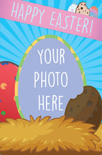Easter Egg Photo Upload Mega Card design, Your Photo Here inside an Easter egg