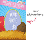 Easter Egg Photo Upload Mega Card front, Happy Easter egg with space for your picture